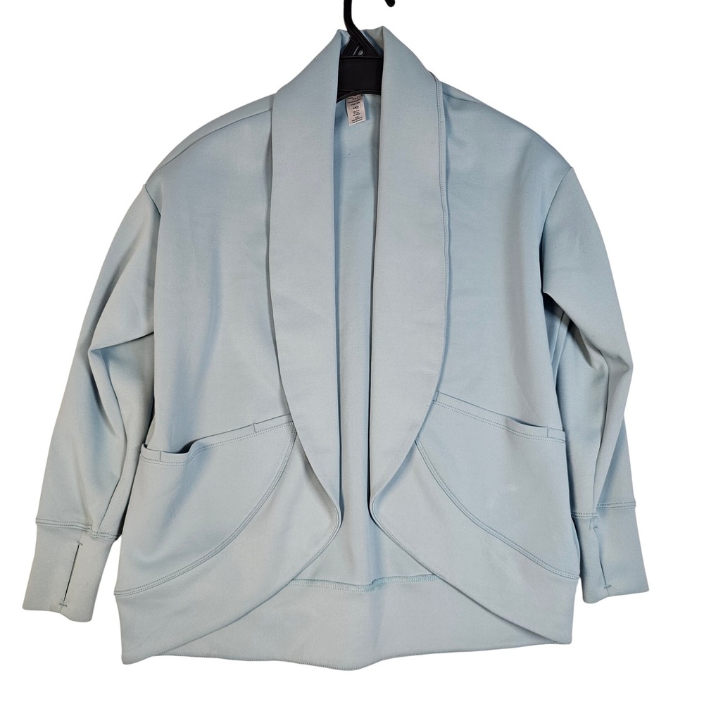 Yogalicious Girls Scuba Cardigan Light Blue Open Front Shawl Collar‎ Size L 12